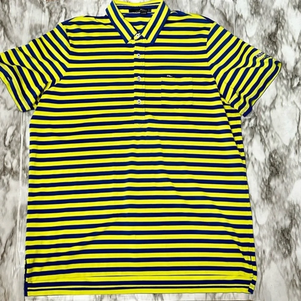 Ralph Lauren RLX Yellow and Blue Polo Shirt Las Vegas Golf Resort Wear Preppy